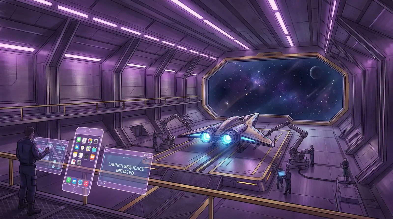 18禁 APP下载 - 太空站机库中待命的星舰